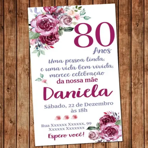 Convite 80 Anos Aniversário - Festa Digital