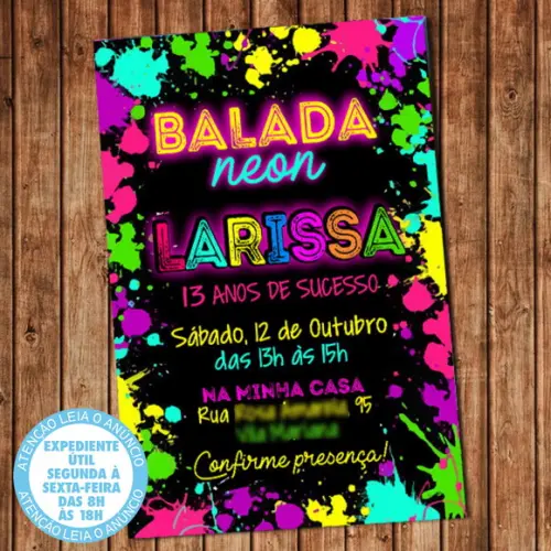 Convite Balada Neon Aniversário Festa Digital