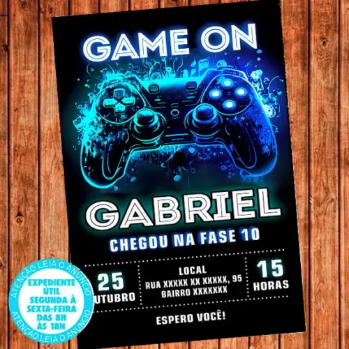 Convite Video Game Aniversário Video Game Festa Digital