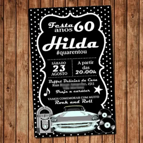 Convite Vintage Festa Anos 70 Aniversário Anos 60 Digital