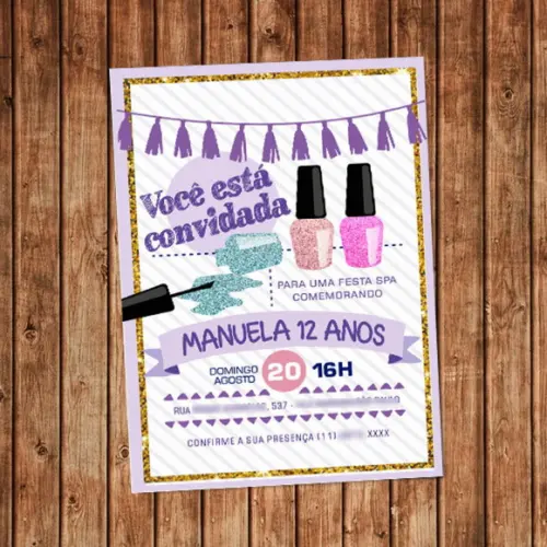 Convite Festa Spa Infantil Aniversário Digital