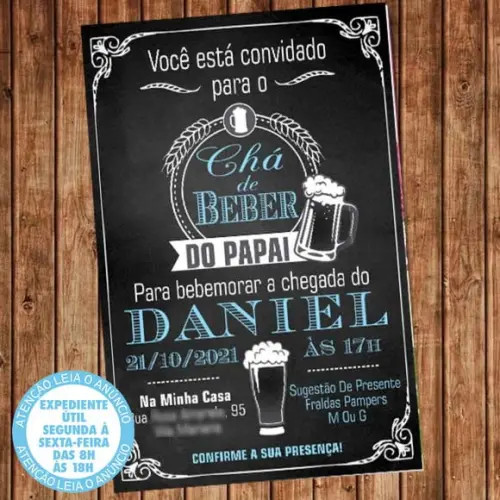 Convite Chá De Beber - Chá Bar Digital