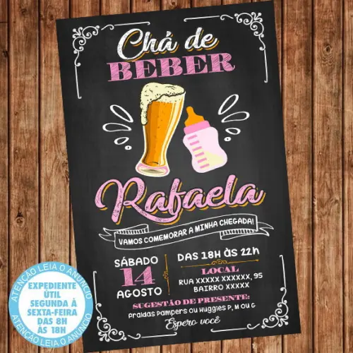 Convite Chá de Beber - Chá Bar Digital Menina