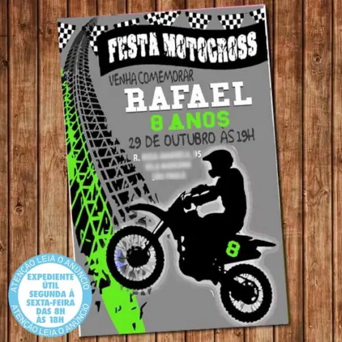 Convite Moto Motocross Aniversário Moto Festa Digital