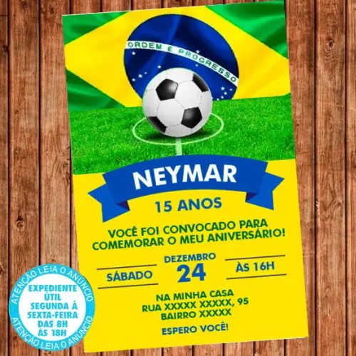 Convite Tema Copa do Mundo Futebol Festa Digital