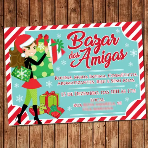 Convite Bazar Amigas - Bazar Natal Digital