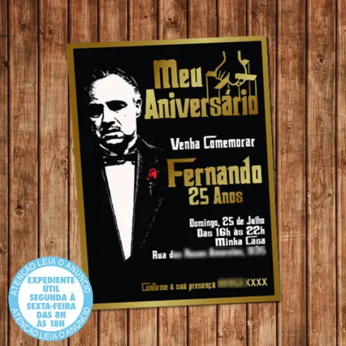 Convite Poderoso Chefão Aniversário Festa Digital