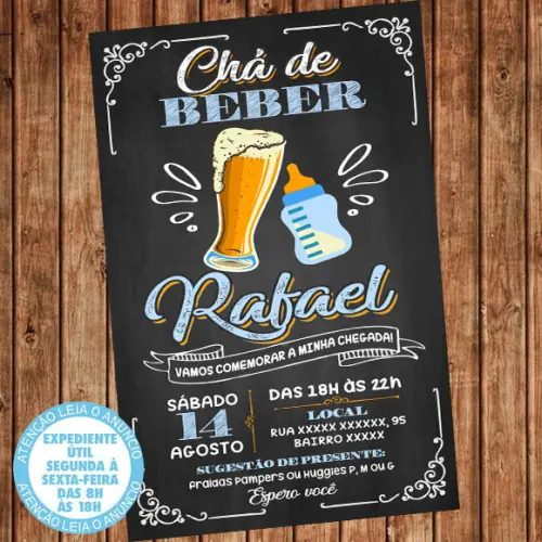 Convite Chá de Beber - Chá Bar Digital Menino