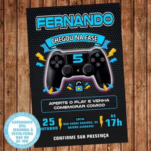 Convite Video Game Aniversário Digital
