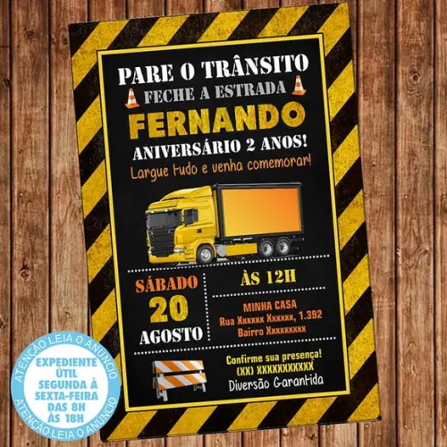 Convite Aniversário Caminhão Scania Digital