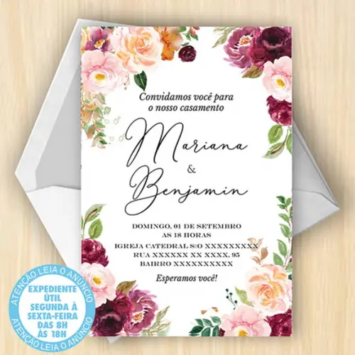 Convite Casamento Floral Digital 31