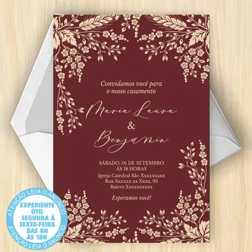 Convite Casamento Vinho Digital 33
