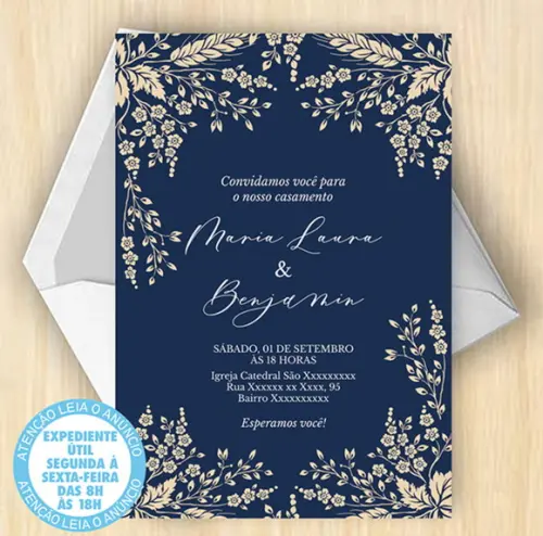 Convite Casamento Azul Digital 34