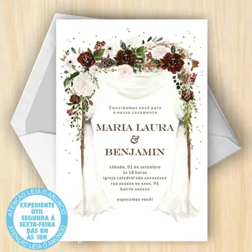 Convite Casamento Floral Digital 26