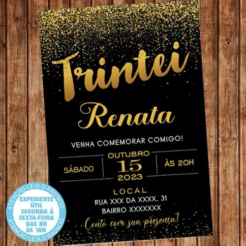 Convite 30 Anos Aniversário Festa Trintei Digital
