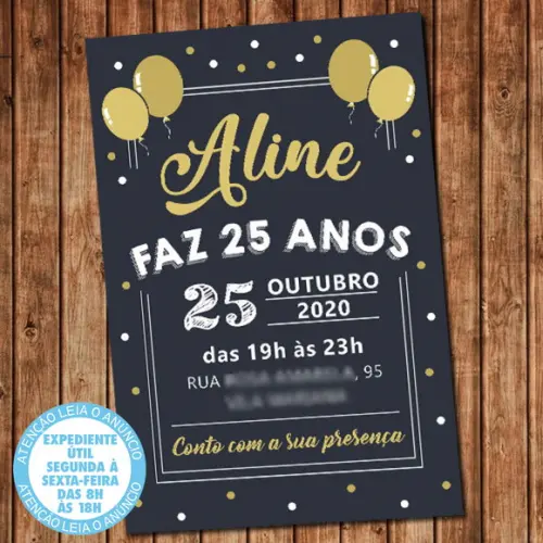 Convite Digital Chalkboard Aniversário