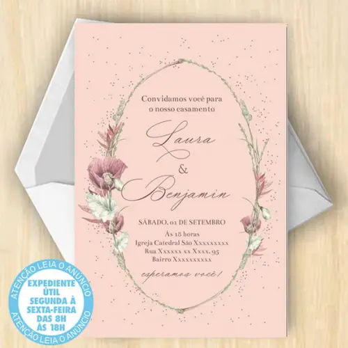 Convite Casamento Floral Digital 12
