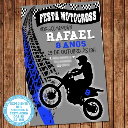 Convite Moto Motocross Aniversário Digital