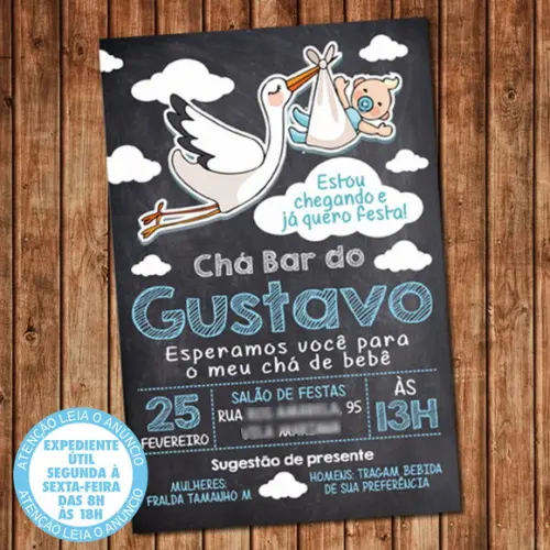 Convite Chá de Beber - Chá Fraldas Nuvem Digital