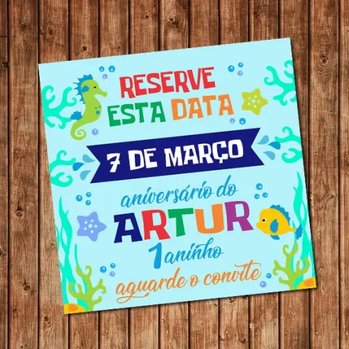 Convite Fundo do Mar Save The Date Digital