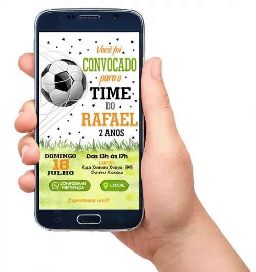 Convite Futebol Interativo Digital Aniversário