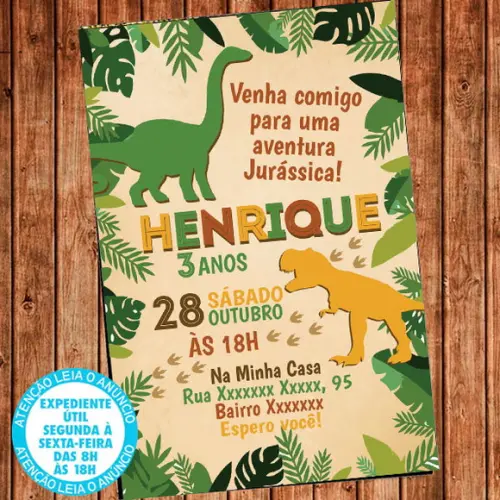 Convite Dinossauro Festa Dinossauro Aniversário Digital