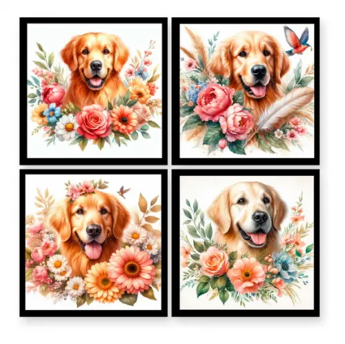 Artes Digitais Quadros Golden Retriever