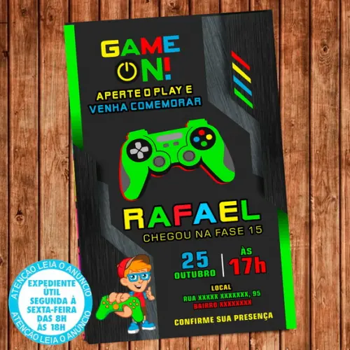 Convite Video Game Aniversário Digital