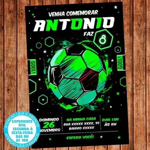 Convite Futebol Aniversário Festa Futebol Digital