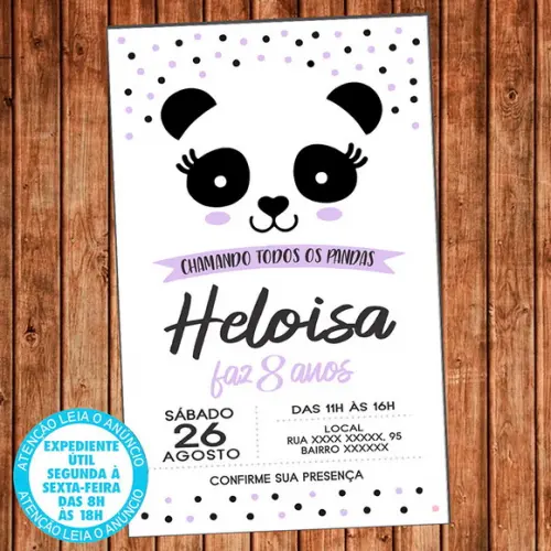 Convite Panda Aniversário Pandinha Festa Digital