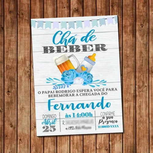 Convite Chá de Beber Digital Menino