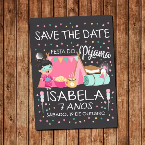 Convite Festa do Pijama Japonesa Save The Date Festa Digital