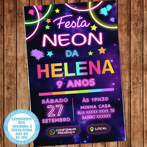 Convite Interativo Digital Festa Neon
