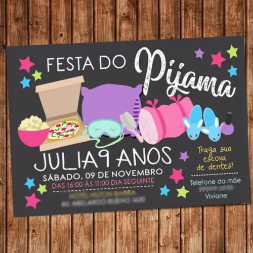 Convite Festa do Pijama Aniversário Digital