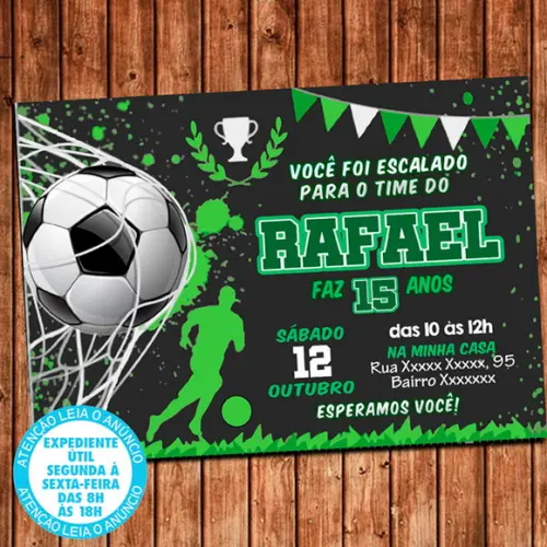 Convite Futebol Aniversário Futebol Festa Digital