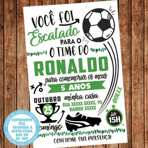 Convite Futebol Aniversário Futebol Festa Digital