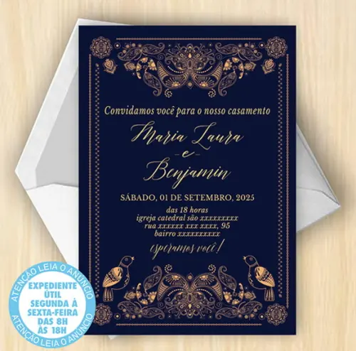Convite Casamento Azul Digital 42