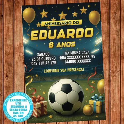 Convite Aniversário Futebol Digital