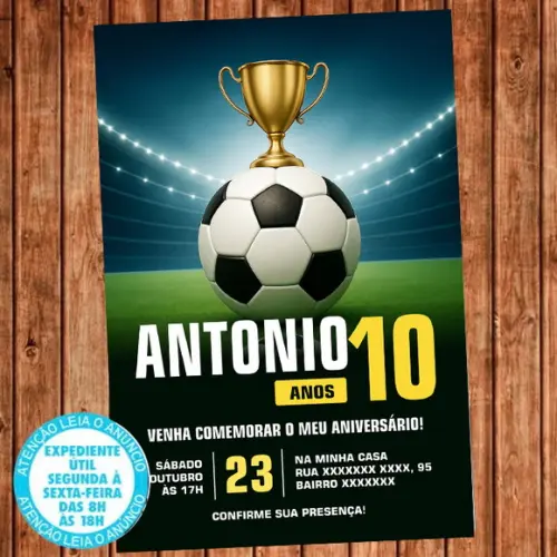Convite Aniversário Futebol Digital