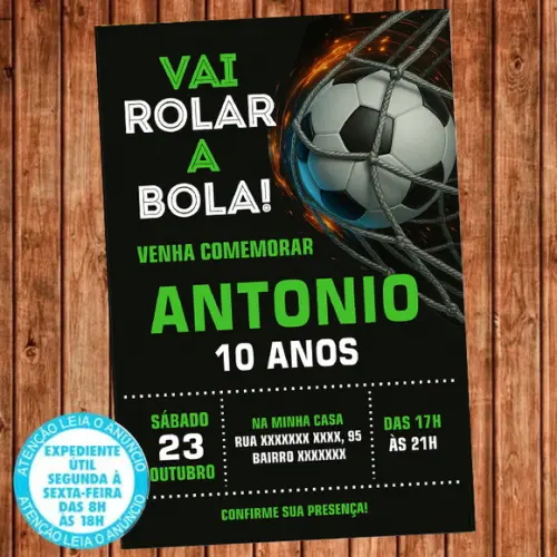 Convite Aniversário Futebol Digital