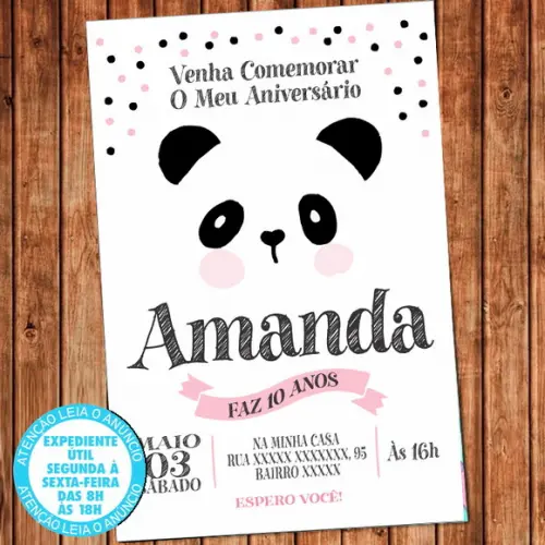 Convite Panda Aniversário Pandinha Festa Digital