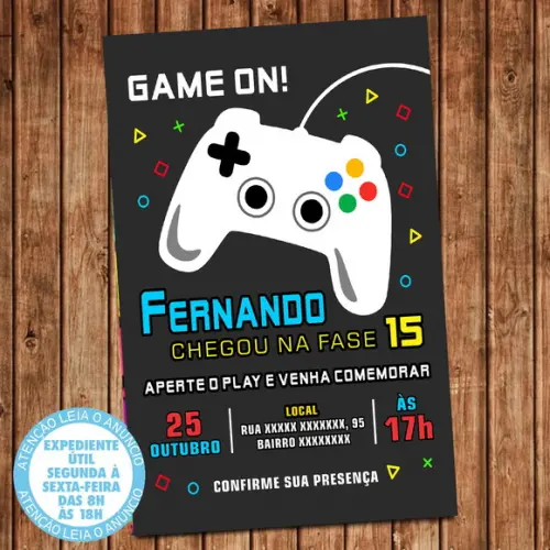 Convite Video Game Aniversário Digital