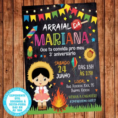 Convite Festa Junina Aniversário Digital Cod 16
