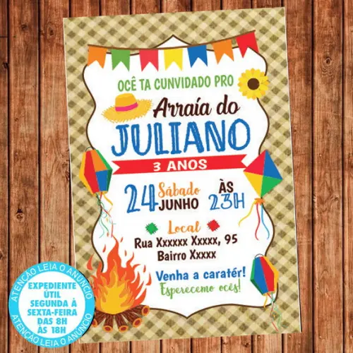 Convite Festa Junina Aniversário Digital Cod 8
