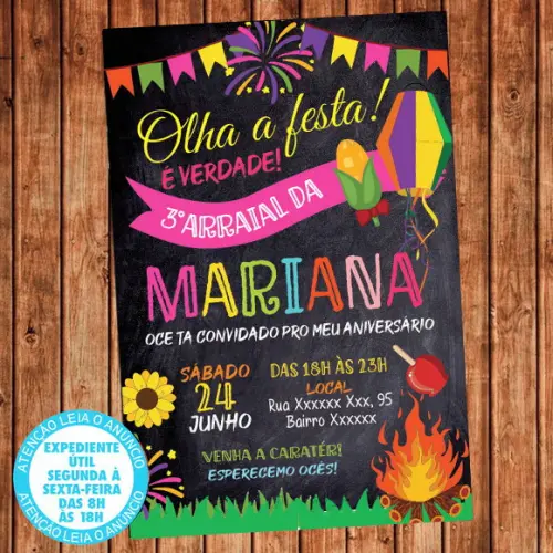 Convite Festa Junina Aniversário Digital Cod 5