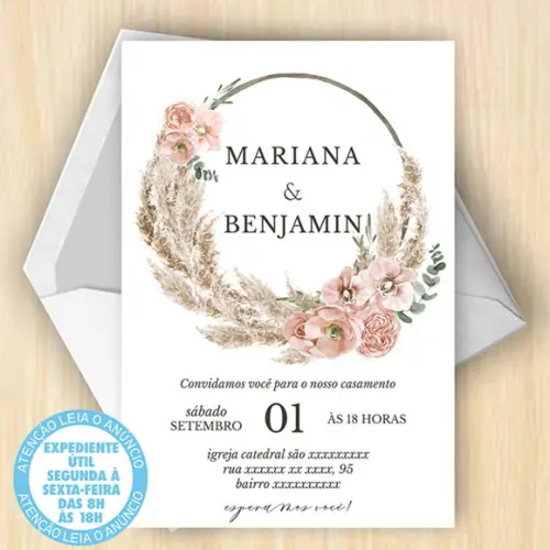 Convite Casamento Floral Digital 23