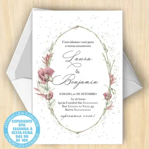 Convite Casamento Floral Digital 14