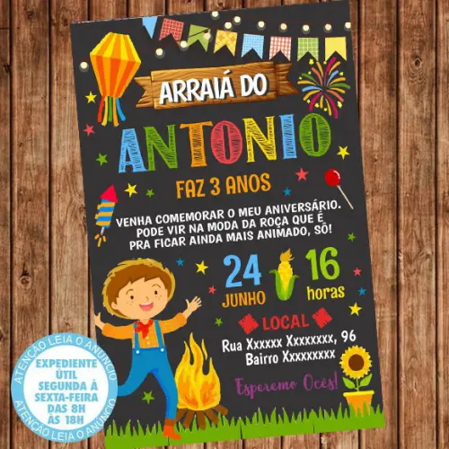 Convite Festa Junina Aniversário Digital 4