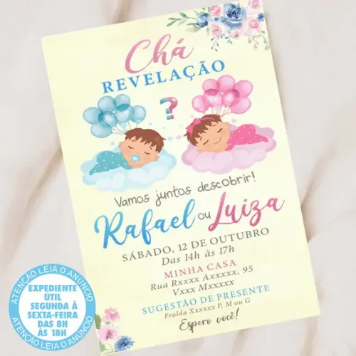 Convite Chá Revelação Digital