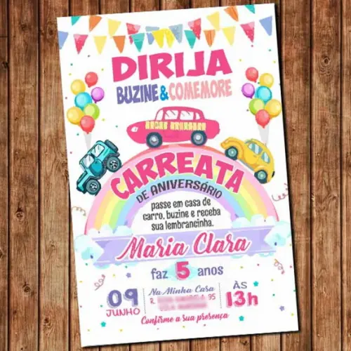 Convite Carreata Drive-Thru Quarentena Aniversário Digital